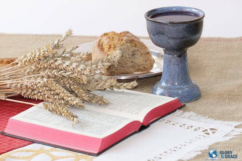 Daily devotional life showing the Bible and some food