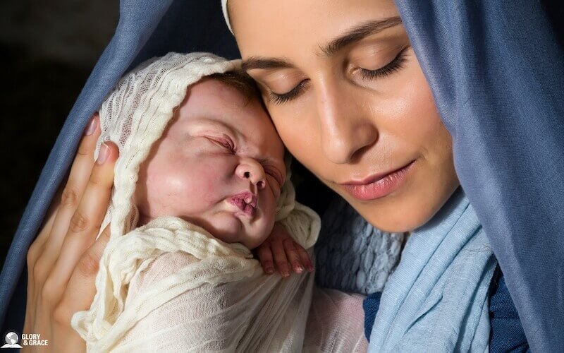 Savior Born image showing Mary and Baby Jesus