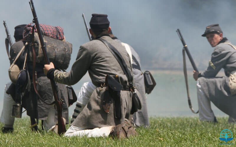 Weapon of our warfare are not carnal showing an image with soldiers in the US civil war