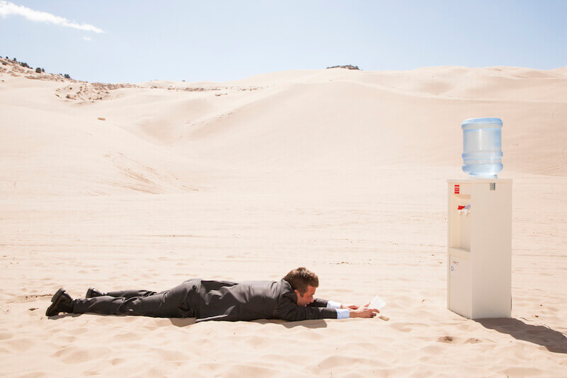 If any man thirst showing a water cooler in the desert
