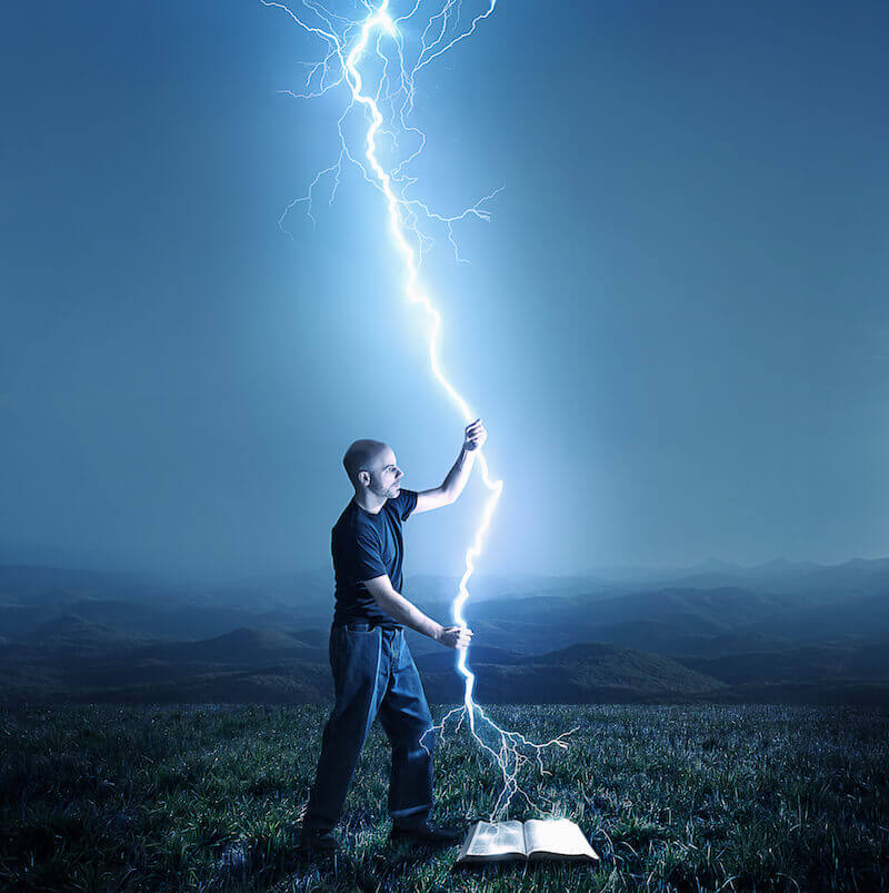 I can Do All Things Through Christ showing a man holding lightning
