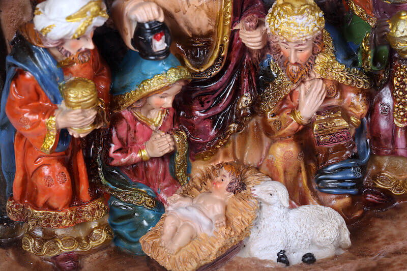 Baby Jesus showing a nativity scene