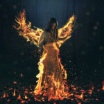 Holy Spirit fire showing a woman on fire