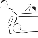 Holy Spirit as Comforter showing a man with a lawyer in court
