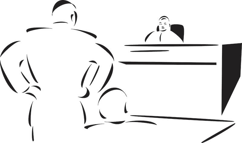 Holy Spirit as Comforter showing a man with a lawyer in court