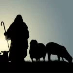 the lord is my shepherd showing a shepherd with sheep