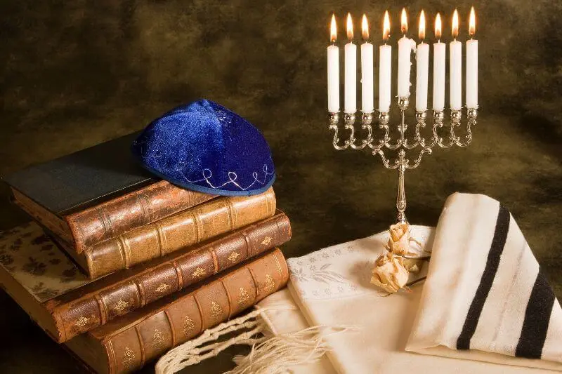 christianity and judaism showing jewish menorah