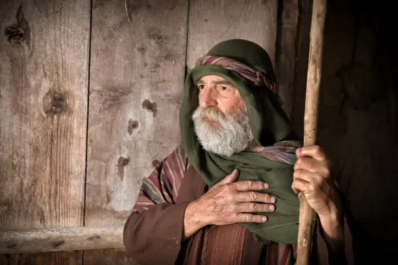 And Peter showing an ancient jewish man holding a walking stick