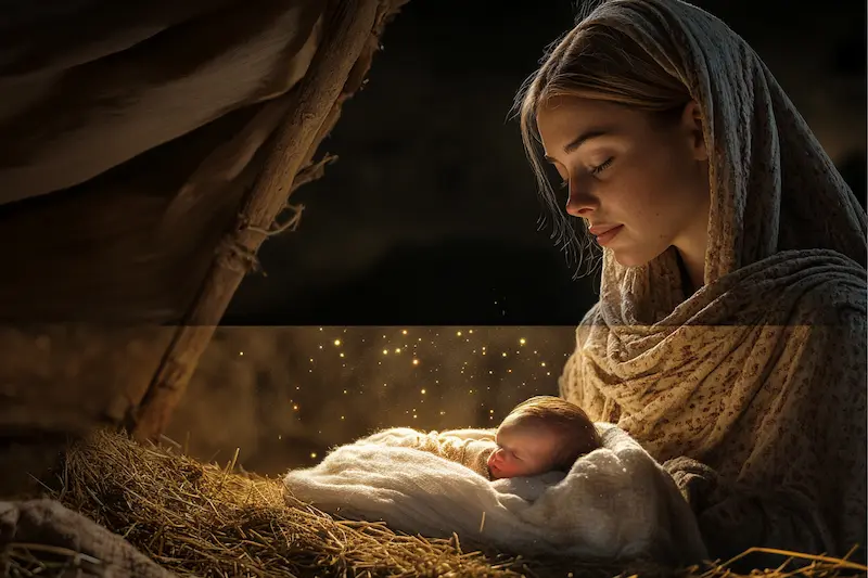 the incarnation and Christmas showing mary and the baby